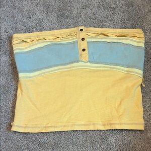 Yellow and Blue Strapless Top